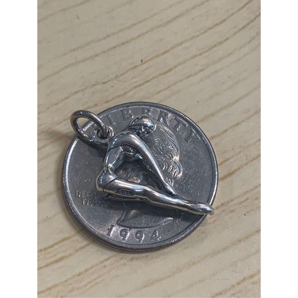 Swim Diver Sterling Silver Jewelry Charm #swimmer #dive - Picture 3 of 3